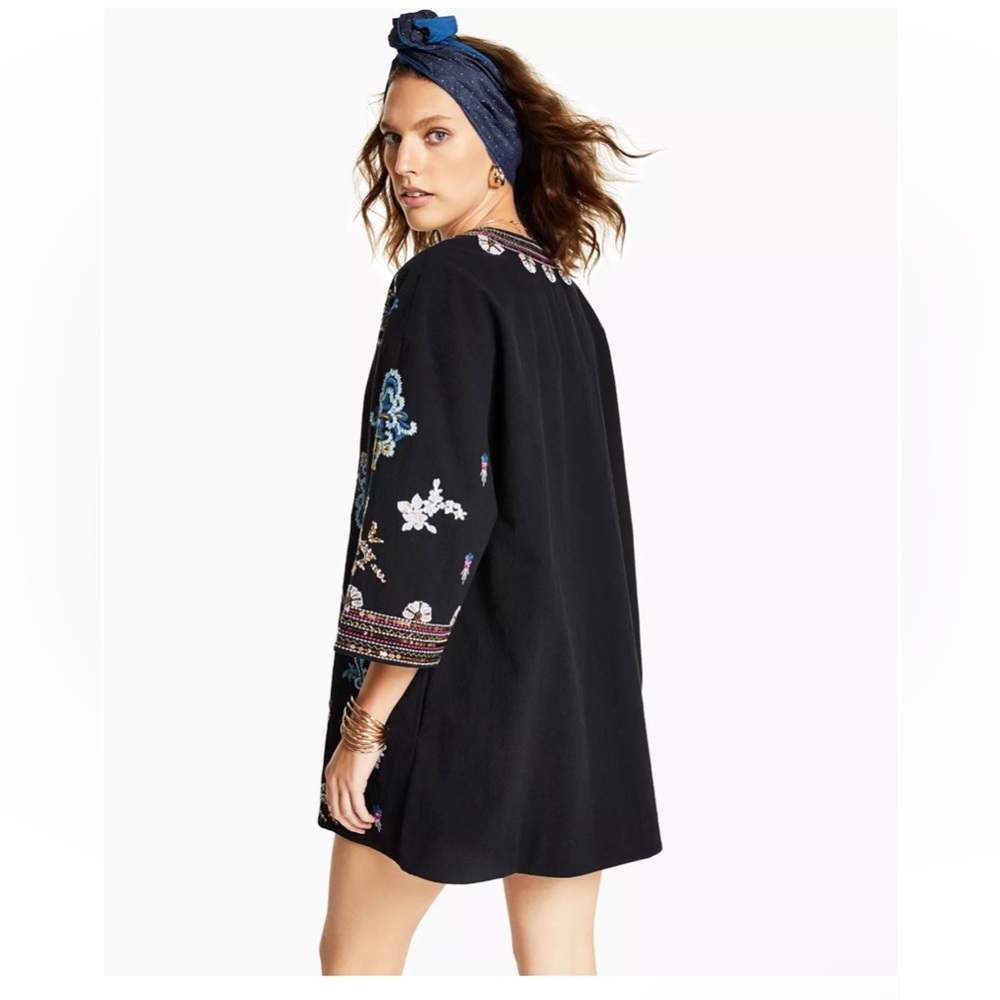 Cotton Embroidered Open-Front Jacket - Picture 2 of 7